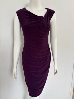Ralph Lauren One-Shoulder Ruched Dress - Deep Plum